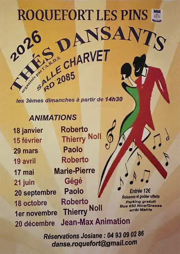 Thé dansant à Roquefort-les-Pins le 18/01/2026